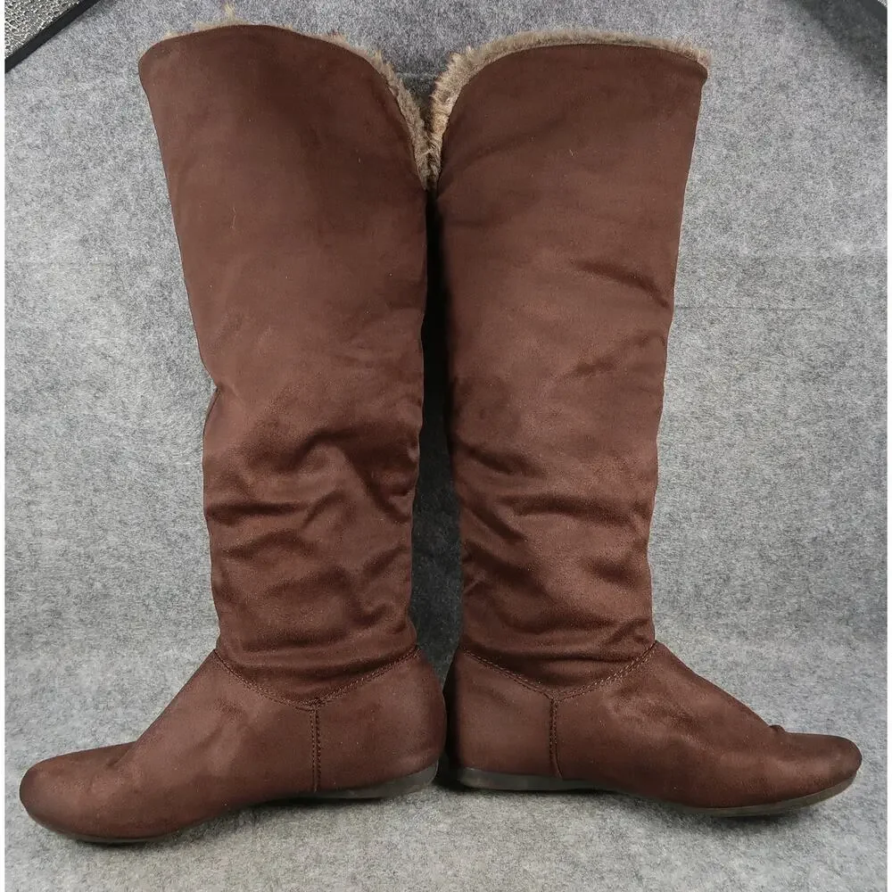 Charlotte Russe Shoes Womens 6 Boots Tall Slouch Pull On Faux Fur Lined Brown